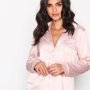 Nly Lingerie Satin Babe Pyjama Shirt Yöpaita Dusty Pink