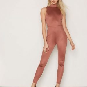 Nly One Bandage Jumpsuit Tumma Vaaleanpunainen