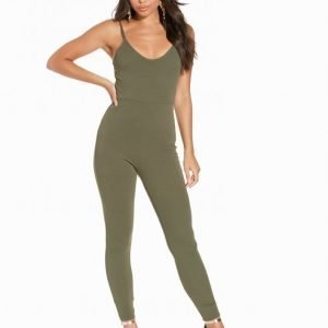 Nly One Cami Crepe Jumpsuit Khaki