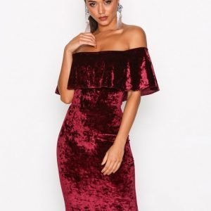 Nly One Frill Crush Velvet Dress Kotelomekko Viininpunainen