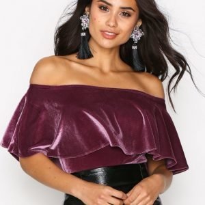 Nly One Frill Velvet Body Violetti