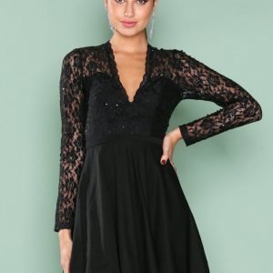 Nly One Glam Lace Skater Dress Skater Mekko Musta