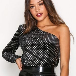 Nly One Glam One Shoulder Top Pitkähihainen Paita Musta