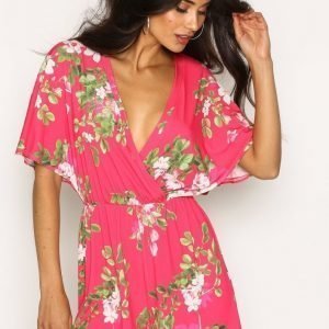 Nly One Kimono Printed Playsuit Kirsikanpunainen