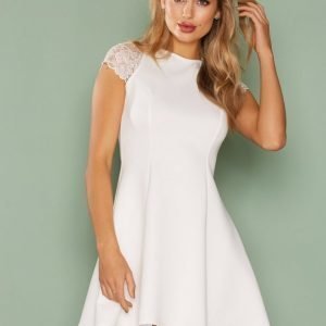 Nly One Lace Cap Sleeve Dress Skater Mekko Valkoinen
