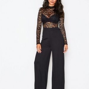 Nly One Lace Top Jumpsuit Musta