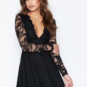 Nly One Lace Top Skater Dress Skater Mekko Musta