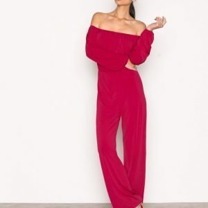 Nly One Off Shoulder Jumpsuit Sangria