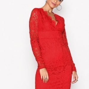 Nly One Plunge Lace Bodycon Kotelomekko Punainen