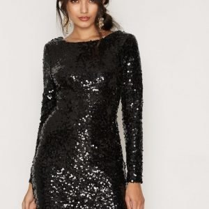 Nly One Scoop Back Sequin Dress Paljettimekko Musta