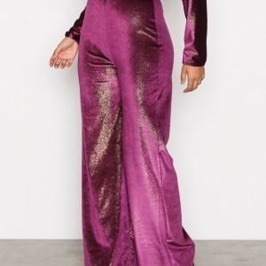 Nly One Shimmer Velvet Pant Samettihousut Violetti