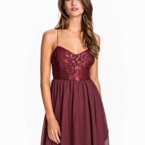 Nly One Shimmery Flare Dress Skater Mekko Burgundy