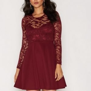 Nly One Skater Lace Back Dress Skater Mekko Burgundy