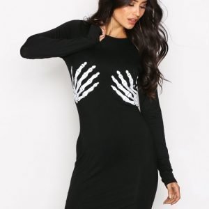 Nly One Skeleton Hands Dress Kotelomekko Musta