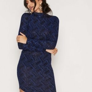 Nly One Turtle Neck Curve Dress Kotelomekko Musta / Sininen