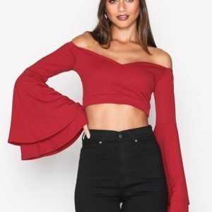 Nly One Wide Sleeve Crop Top Pitkähihainen Paita Punainen