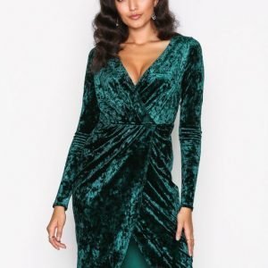 Nly One Wrap Velvet Dress Kotelomekko Vihreä