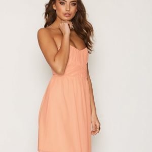 Nly One Wrapped Bandeau Dress Skater Mekko Peach