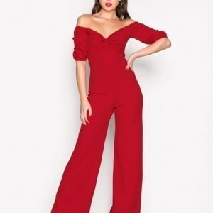 Nly Trend Bardot Jumpsuit Punainen