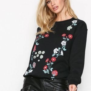 Nly Trend Base Flower Sweat Svetari Musta