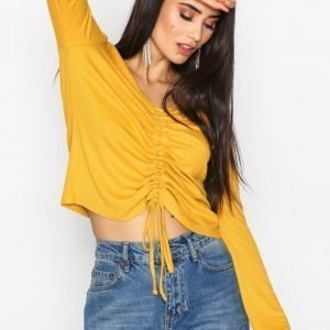 Nly Trend Bow Rouch Ls Top Pitkähihainen Paita Mustard