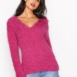 Nly Trend Cosy V-Neck Neulepusero Fuchsia