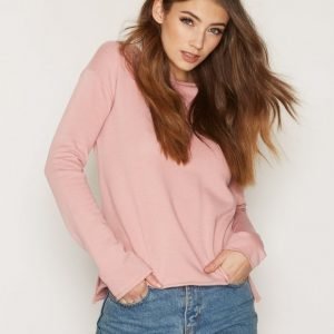 Nly Trend Cozy Slit Sweat Svetari Vaalea Pinkki