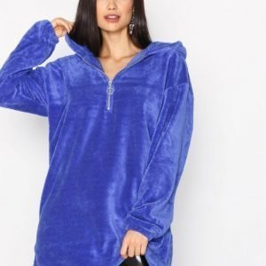 Nly Trend Cozy Zip Hoodie Dress Loose Fit Mekko Sininen