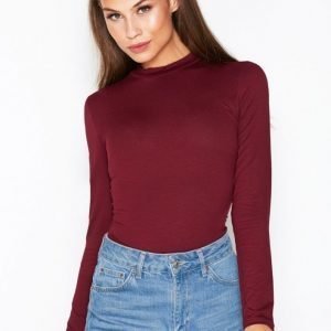 Nly Trend Feeling Free Polo Top Pitkähihainen Paita Burgundy