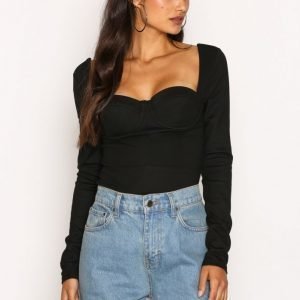 Nly Trend Flirty Bustier Top Pitkähihainen Paita Musta