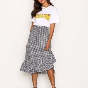 Nly Trend Frill Check Skirt Midihame Musta / Valkoinen