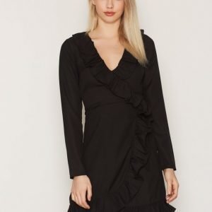 Nly Trend Frill Wrap Dress Pitkähihainen Mekko Musta