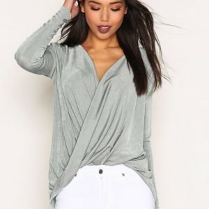 Nly Trend Glam Wrap Top Pitkähihainen Paita Sea Spray