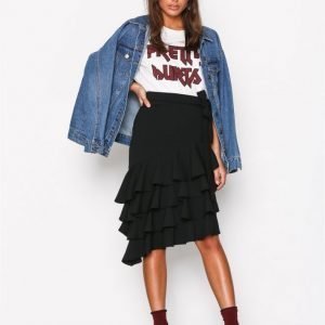 Nly Trend High Low Skirt Midihame Musta