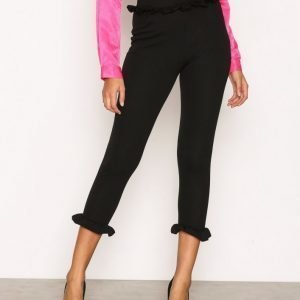 Nly Trend Jersey Frill Pants Housut Musta