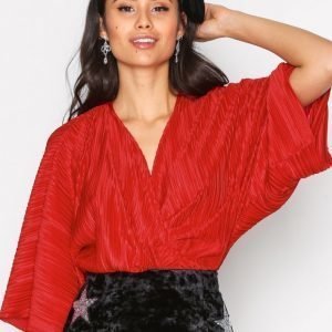 Nly Trend Knot Pleat Kimono Top Trikoopusero Punainen