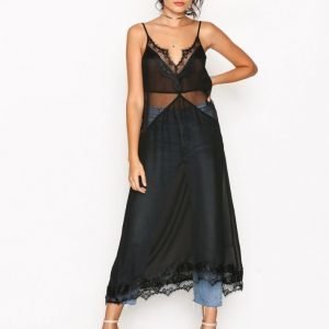 Nly Trend Lace Mix Slip Dress Maksimekko Musta