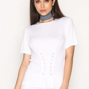 Nly Trend Lace Up Corset Tee T-Paita Valkoinen