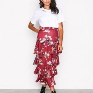 Nly Trend Layered Print Midi Skirt Midihame Wine