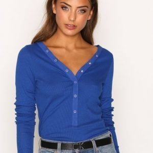 Nly Trend Light Button Top Pitkähihainen Paita Cobolt Blue