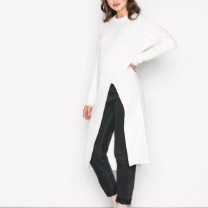 Nly Trend Long Rib Knit Neulepusero Offwhite