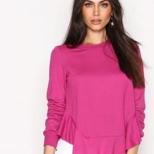 Nly Trend Low Flounce Sweat Svetari Fuchsia