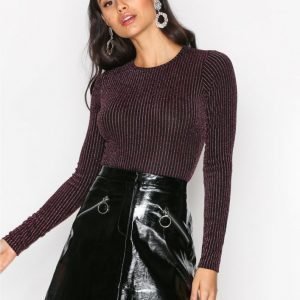 Nly Trend Lurex Glitter Rib Body Vaaleanpunainen