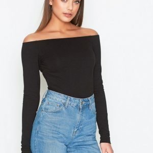 Nly Trend Off Duty Shoulder Top Pitkähihainen Paita Musta