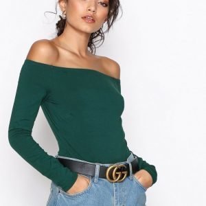 Nly Trend Off Duty Shoulder Top Pitkähihainen Paita Tummanvihreä