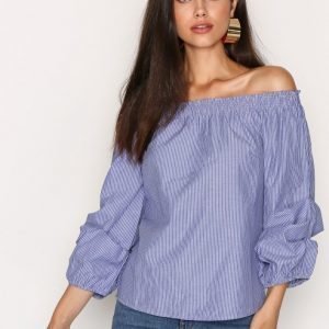 Nly Trend Off Shoulder Sleeve Blouse Arkipaita Sininen / Raidallinen