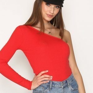 Nly Trend One Shoulder Rib Top Pitkähihainen Paita Lollipop