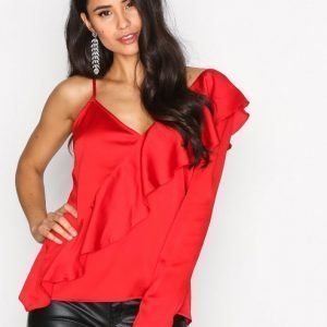 Nly Trend One Sleeve Fancy Blouse Juhlapaita Punainen