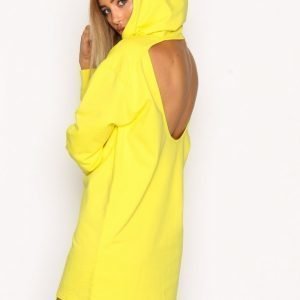 Nly Trend Open Back Hoodie Svetari Neon Yellow