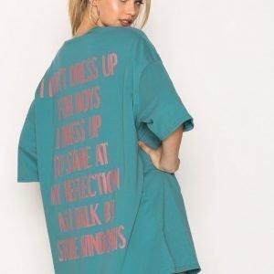 Nly Trend Oversized Print Tee T-Paita Teal